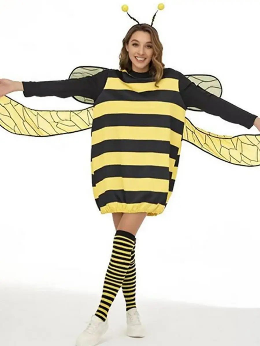 ชุดคอสเพลย์ผึ้งสำหรับผู้ใหญ่ ชุดแฟนซีงานเทศกาล ชุดแสดง วัสดุโพลีเอสเตอร์ สไตล์จีนดั้งเดิม