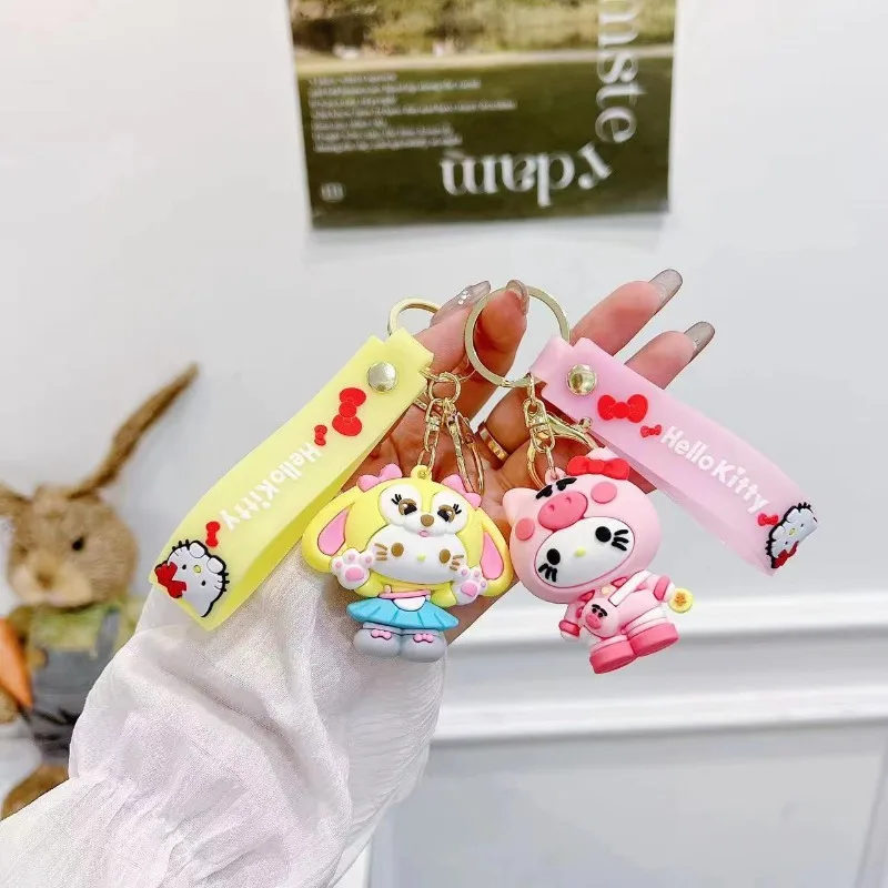 Sweet Hello Kitty Anime Kawaii Sanrio Ins Keychain Pendant Girl Heart Cute Cartoon Hangyodon Bag Decoration Gifts for Kids