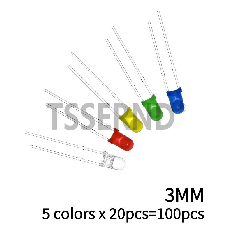 100-200 шт. 3 мм 5 мм светодиодный диод в ассортименте F3 F5 светодиодные светодиоды белый зеленый красный синий желтый оранжевый электронный комплект «сделай сам»
