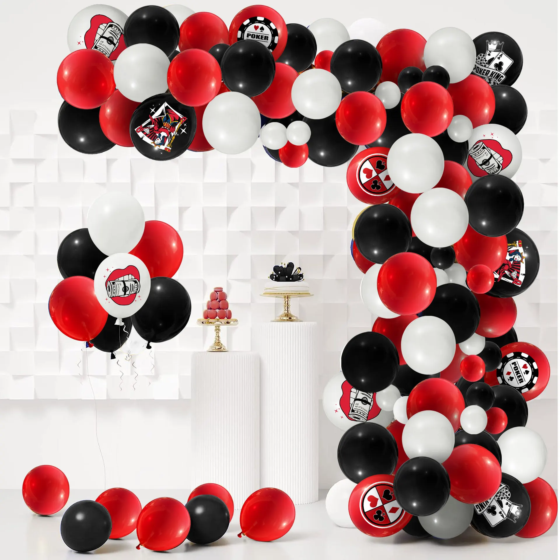 101pcs Red Black Balloon Garland Arch Kit Balloons Night Casino Theme Party Decoration Poker Foil Balloons Birthday New Year
