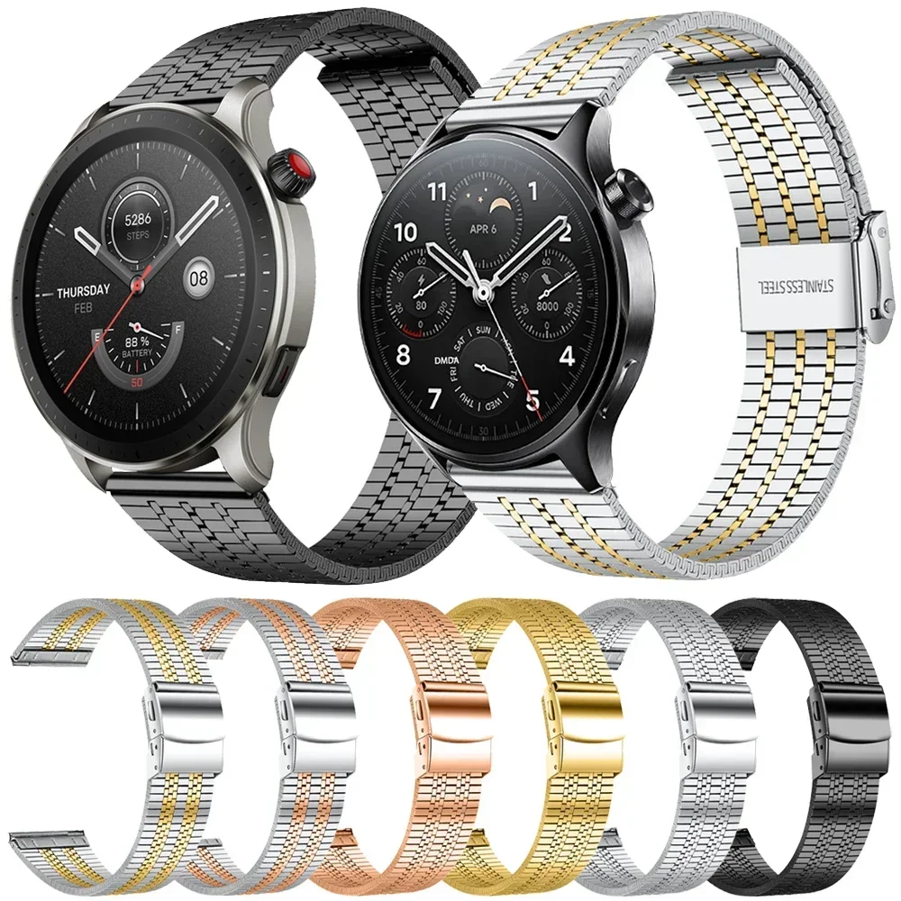 20mm 22mm Metal Strap for Samsung Galaxy Watch 6 4 Classic 6 5 4 Stainless Steel Bracelet for Huawei Watch GT3 2e 4Pro Watchband