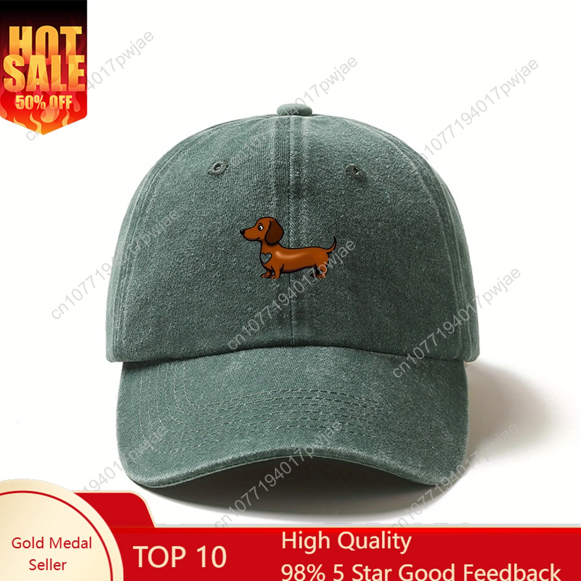 

1-Pack Women's Adjustable Lightweight Baseball Cap with Cute Dachshund Print - Hat for Outdoor Sports, Daily Wear, Parties & Fis