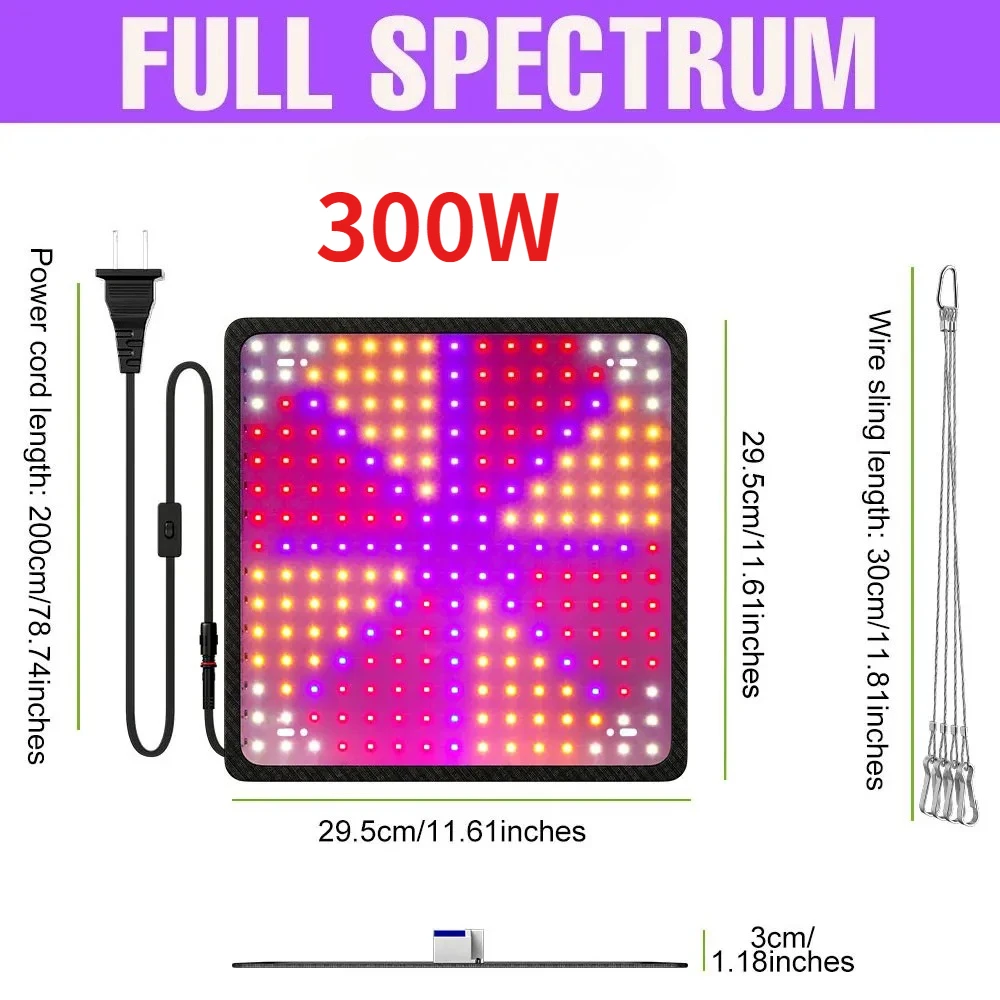 300W Led Grow Light Volledige Spectrum Quantum Board Plant Teelt Lamp Voor Indoor Ingemaakte Fruit Kas Tent Mos succulent