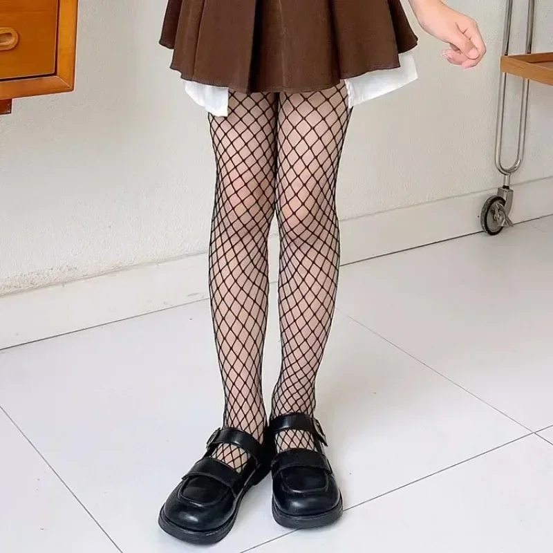 Girls Fashionable Fishnet Stockings Kids Baby Mesh Nylon Black Pantyhose Cute Lolita Jumpsuit JK Leggings Parent-Child Pantyhose image 5