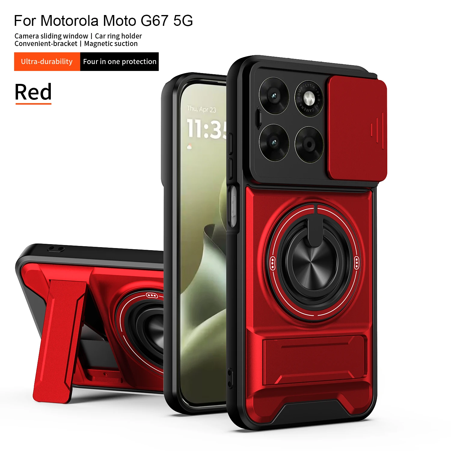 Für Motorola G75 Hülle Moto G67 Cover Moto G77 G75 Handyhülle Magsafe Magnetischer Klapphalter Militärischer Panzer-Kameraschutz – Detail 16
