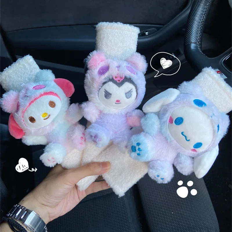 Sanrioed Cinnamoroll Hello Kitty Kuromi Car Seat Belt Protector Cartoon Style Car Shoulder Pads Car Interior Cute Decorations