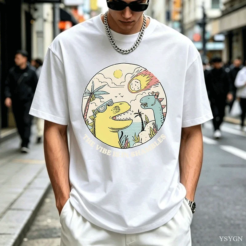 Funny The Vibe Is in Shambless T Shirt Men Meme Tshirt Sarcastic Mental Health T-Shirt Dinosaur Trendy T-shirt Womans Clothing