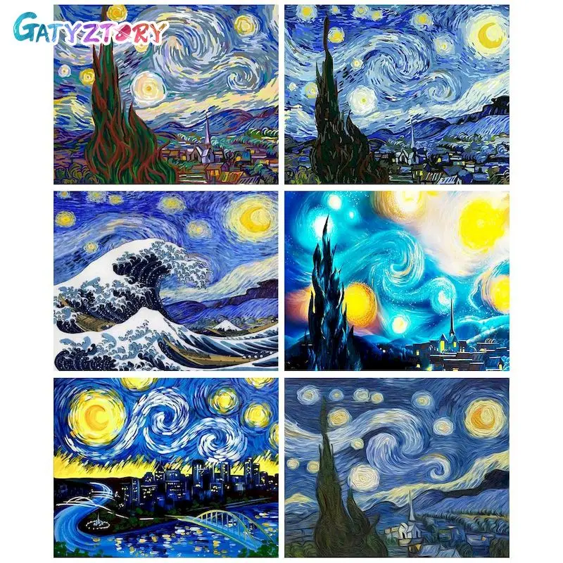 

GATYZTORY Painting By Number Sky Drawing On Canvas HandPainted Art Gift DIY Pictures By Number Scenery Kits Home Decor