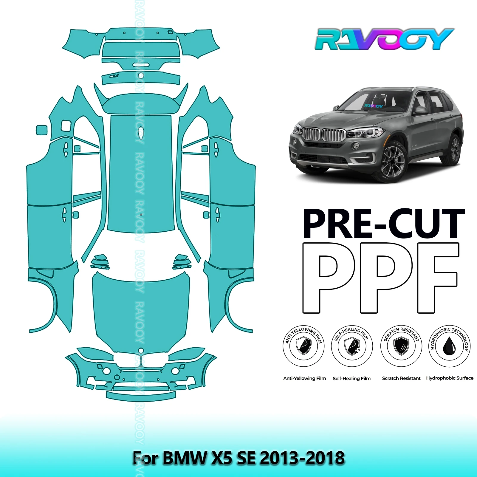 

For BMW X5 SE 2013-2018 Clear Bra Full Vehicle 8.5Mil Precut PPF Paint Protection Film