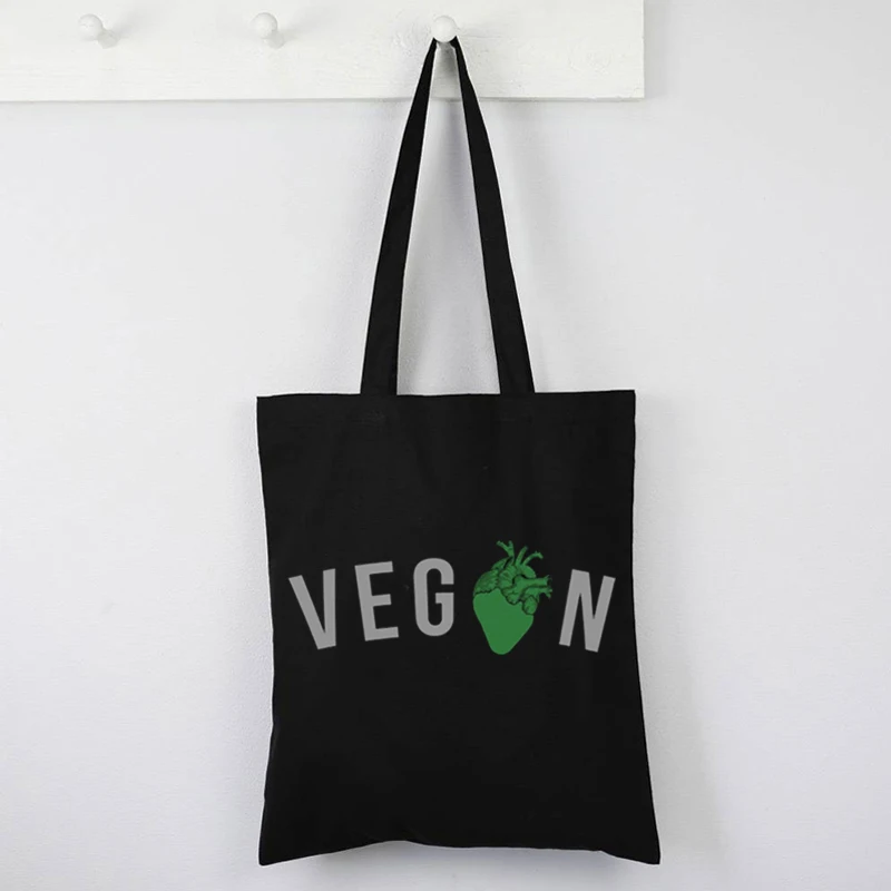 Vegan Canvas Tote Eco Friendly Vegan Gift for Women Animal Lover Canvas Tote Letter Vegan Lifestyle Eco Bag Fashion