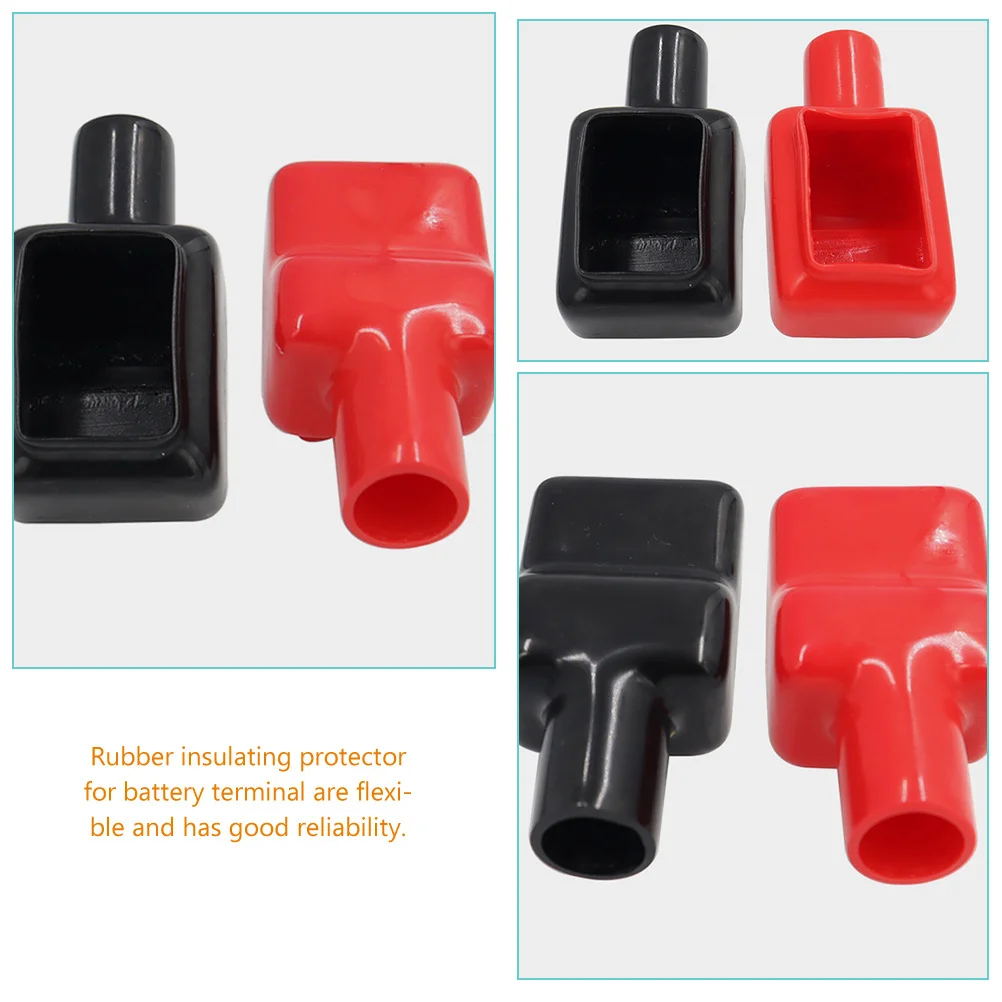 

3Pairs Terminal Protective Covers Rubber Insulated Caps Positive Negative Terminal Protector Kit for Automotive
