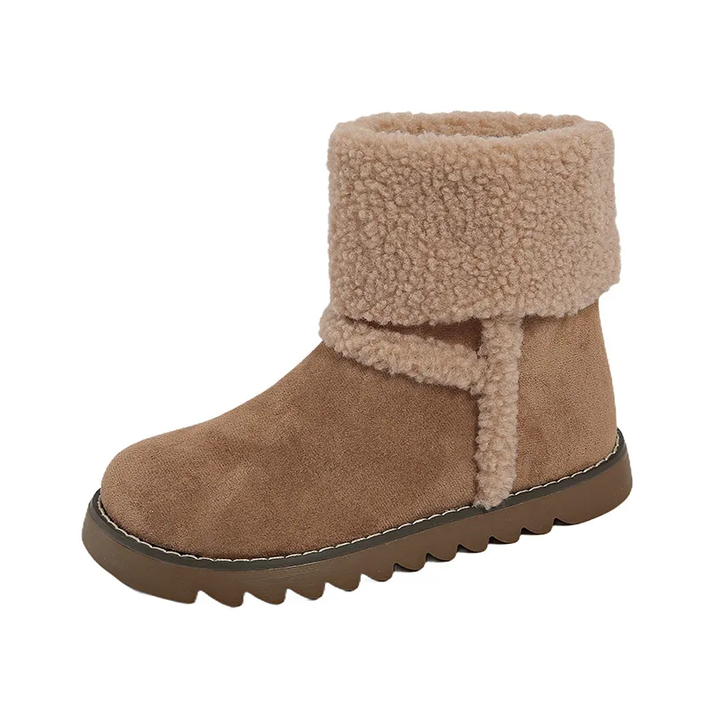 Botas femininas outono austrália designer de luxo calçados de inverno sapatos femininos botas de salto plano-mulheres dedo do pé redondo neve moda baixa um