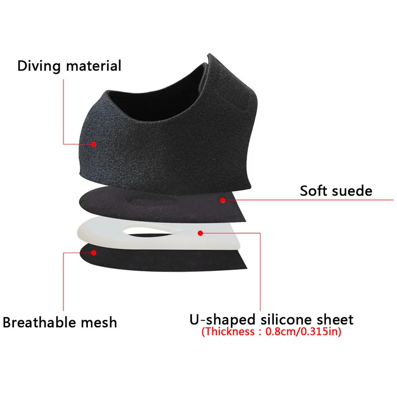 Silicone Heel Protector for Plantar Fasciitis Spurs Shock Absorption Shoe Pads U Cup Half-yard Socks Sleeve Pain Relief Insoles