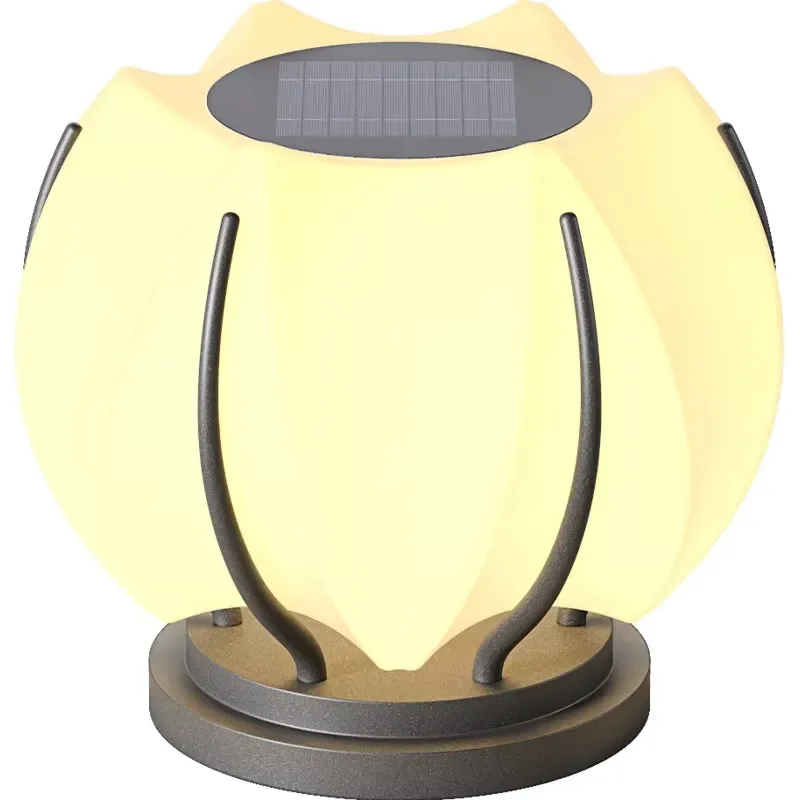 Lotus Flower Solar Gate Post Pillar Outdoor Light Garden Wall Lamp with Stainless Steel Body for Patio & Street Outdoor