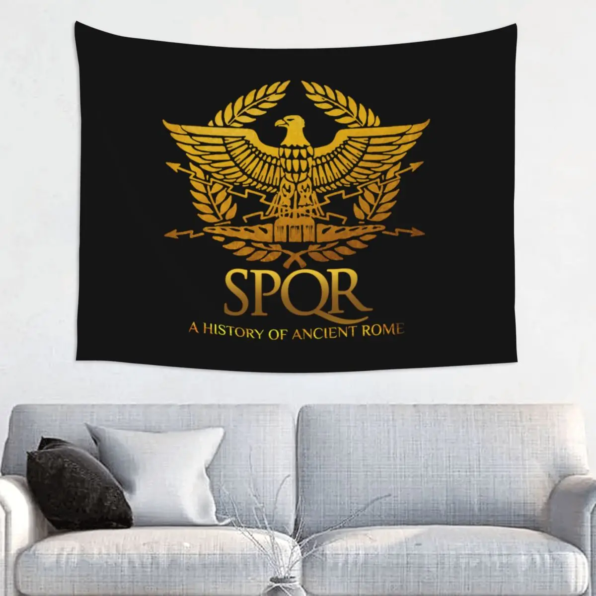 SPQR Roman Empire Tapestries Dorm Gladiator Tshirt Imperial Golden Eagle Emblem Hippie Wall Hanging Tapestry Home Decoration