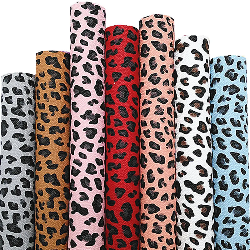 Caviar Embossed Faux Vinyl Leather Leopard Printed Synthetic Leather Faux Leather Fabric Sheets For Bows DIY 21x29CM Q770