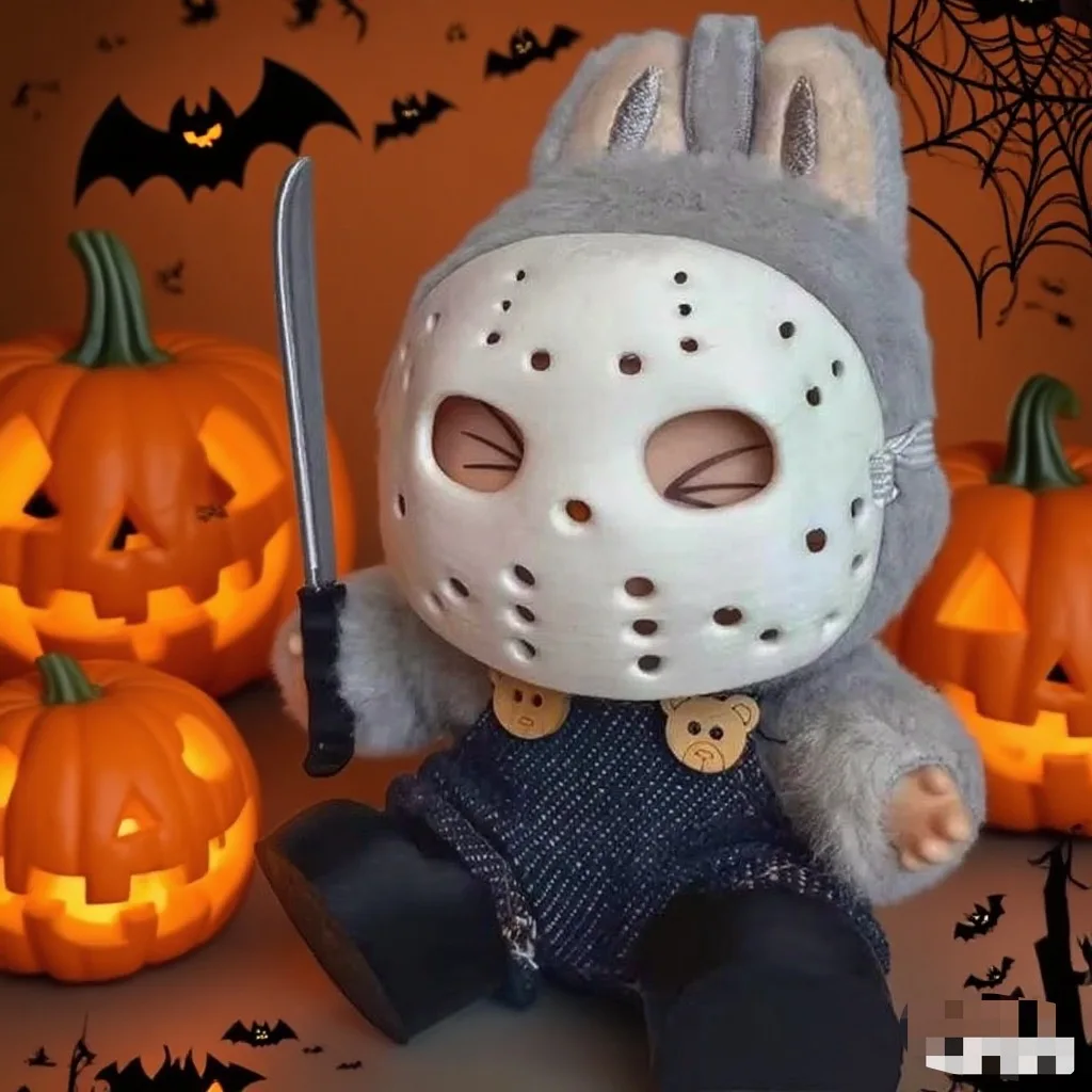 

3 вида стилей для куклы Labubu Diy Terror Mask Halloween Set 17 см V1 V2 V3 Виниловая кукла Mp5 Металлическая сумка Кукла Labubu Аксессуары