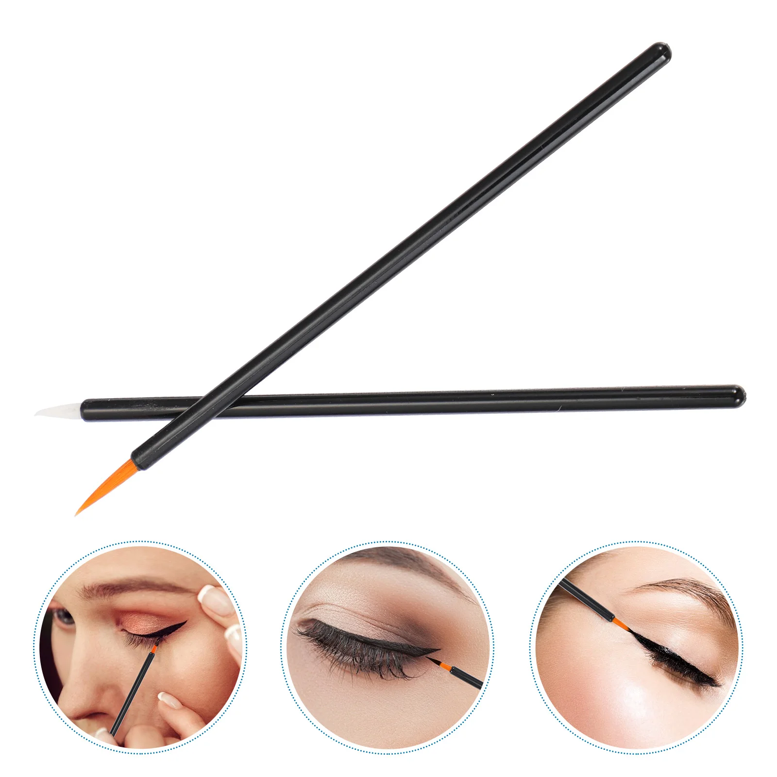 100 個アイライナーブラシ人工繊維杖黒ハンドル軽量ポータブルメイクアップツール液体アイライナーリップライナー