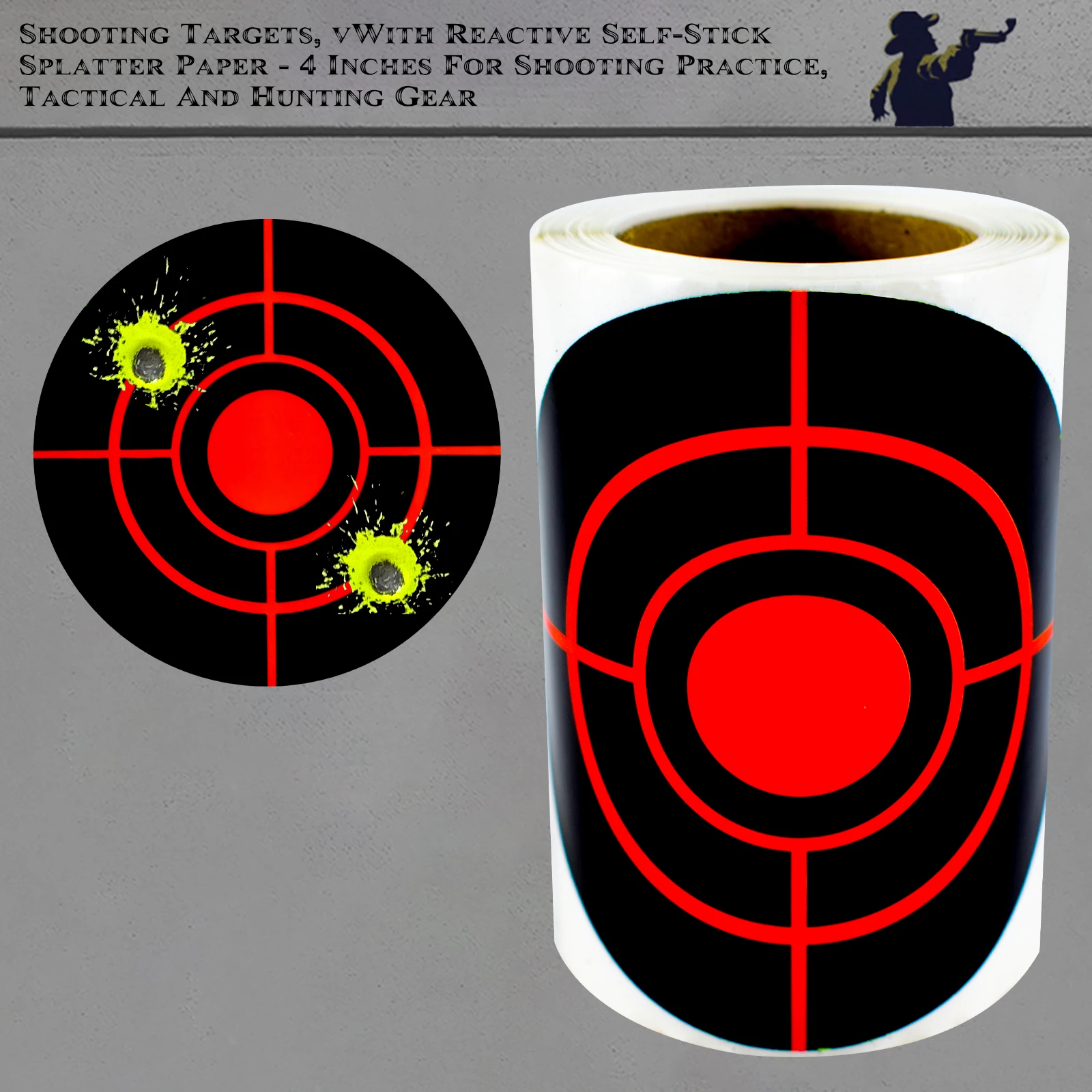 100Pcs 4inch Marking Shooting Practice Splash Target Stickers Shooting Target Training Supplies Stickers Fluorescent Color Labels (Can Be Used for Real Gun Practice and Air Gun Practice)