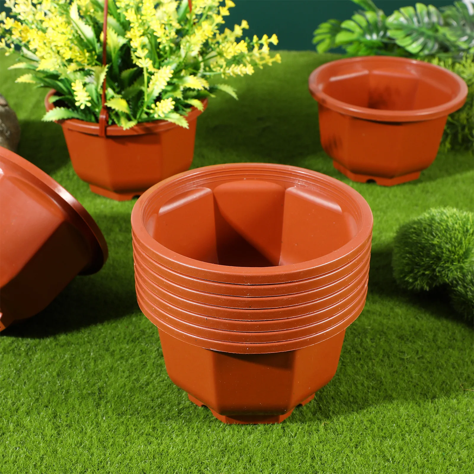 

10Sets Hanging Plant Pots Plastic Weatherproof Balcony Fence Railing Garden Planter Indoor Outdoor Use Hook Plant Pot