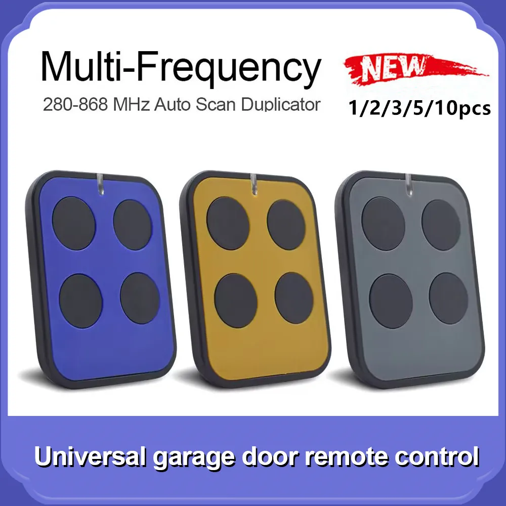 1-10pcs Universal Multi-Frequency 280-868MHz Garage Door Remote 433.92 Rolling Code Duplicator Gate Handheld Commander Keychain