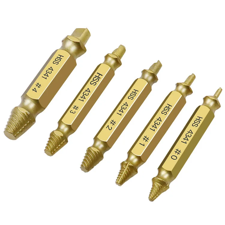 Binoax 4/5/6Pcs 4341 Titanium Screw Extractor Set Drill Bits Easy Out Guide Broken Damage Screws Bolt Remover