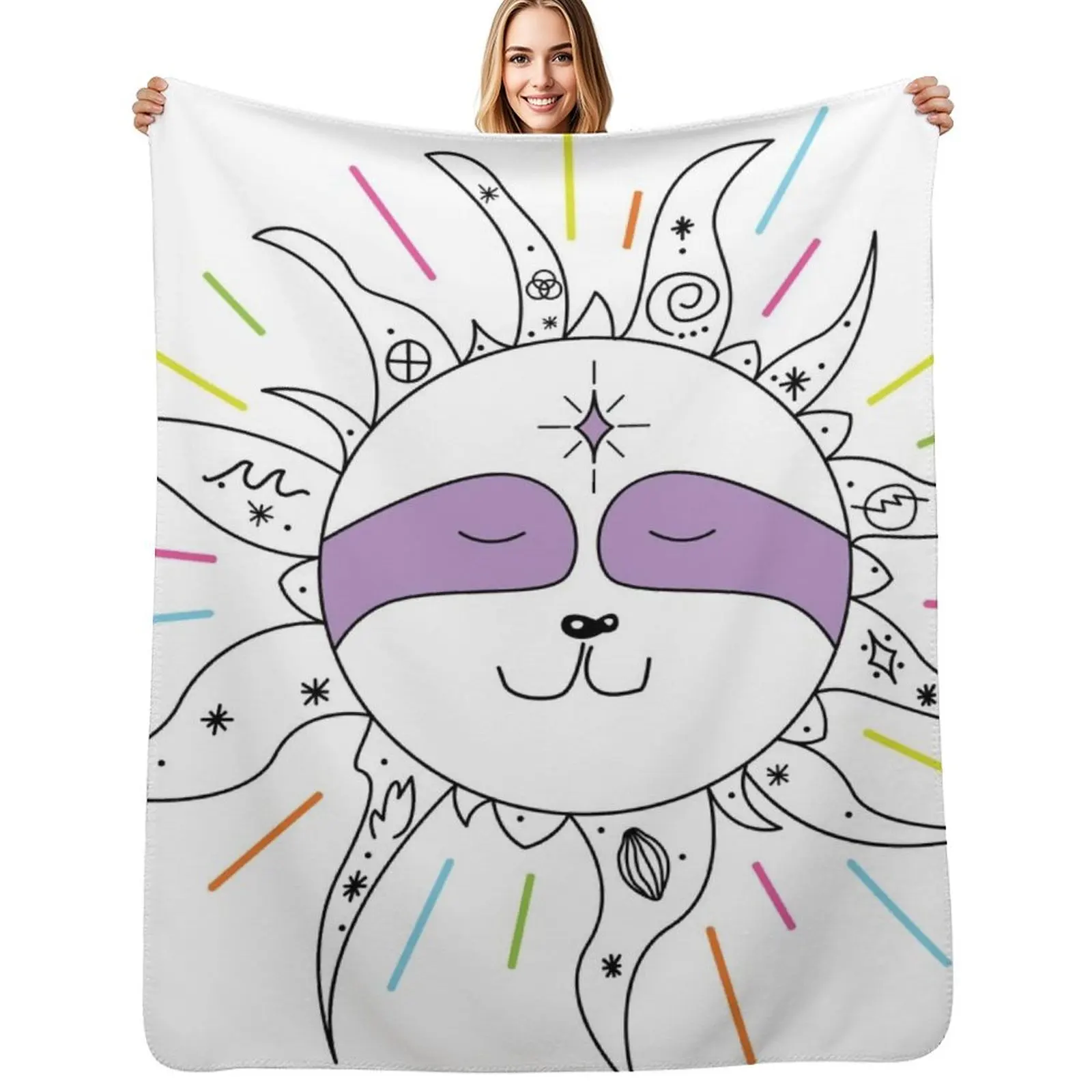 

1000 Suns Cosmic Sloth Throw Blanket Anti Shedding Soft Fuzzy Blanket for Home