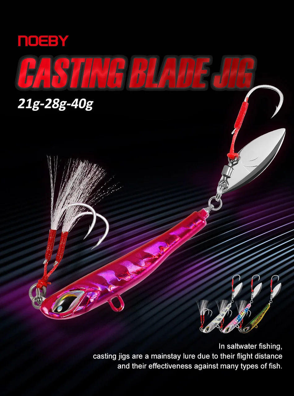 Noeby Casting Blade Jig 21g 28g 40g Sinking Metal Jig Long Casting Shore Jigging Assist Rig Kunstköder für Meeresangelköder – Detail 1