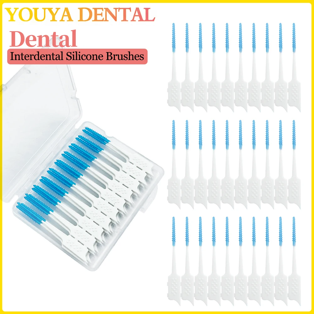 40pcs Interdental Silicone Brushes Dental Toothpicks Brush Between Teeth Silicone Toothpicks With Thread Oral Cleaning Tools