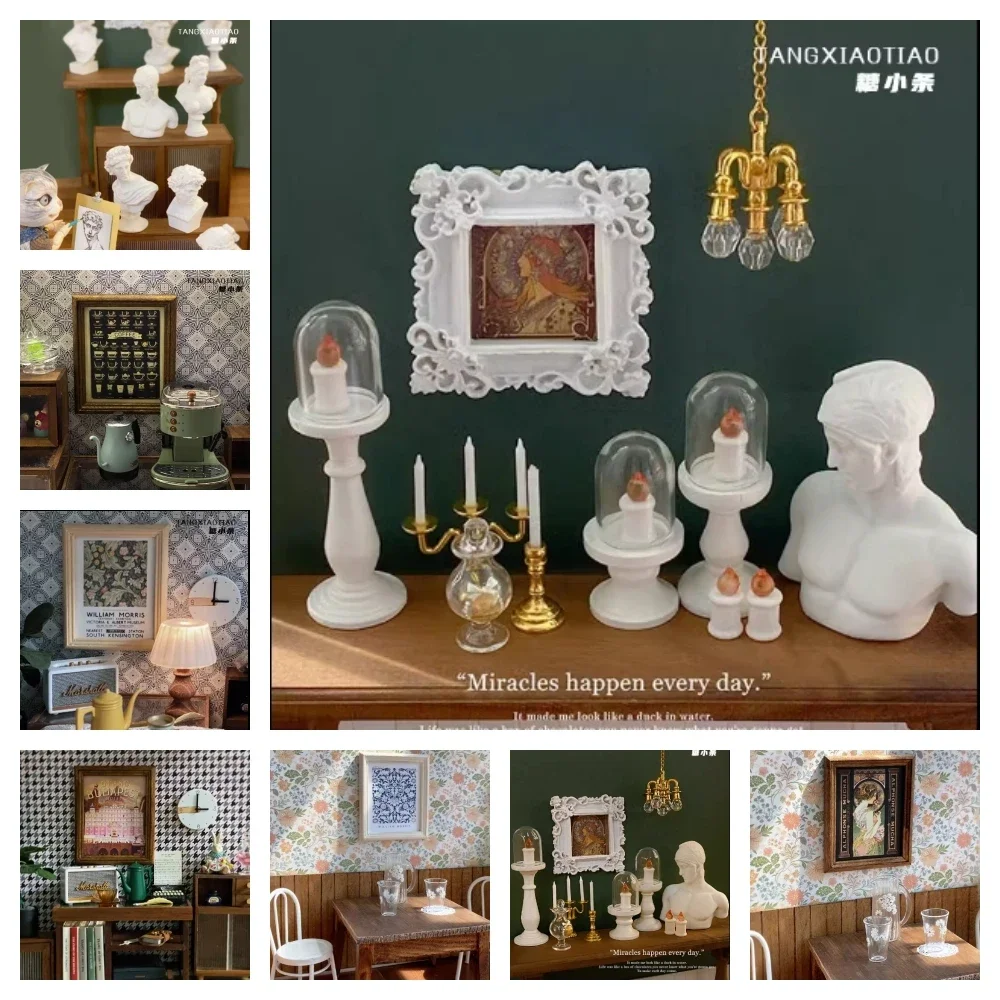 

Doll House 6 Points David Venus Sculpture Bjd Candlestick Candle Vintage Poster Decorative Picture Frame Miniatures Decoration