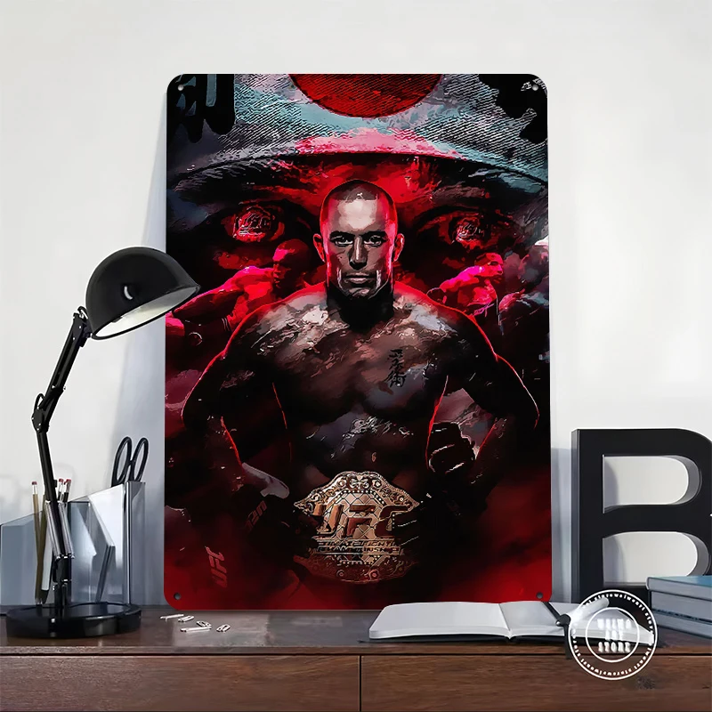 George StPierre Poster Customized Vintage Metal Signs Wall Art Retro Tin Plaque for Bathroom Decor Room Coffee Bar Accessories
