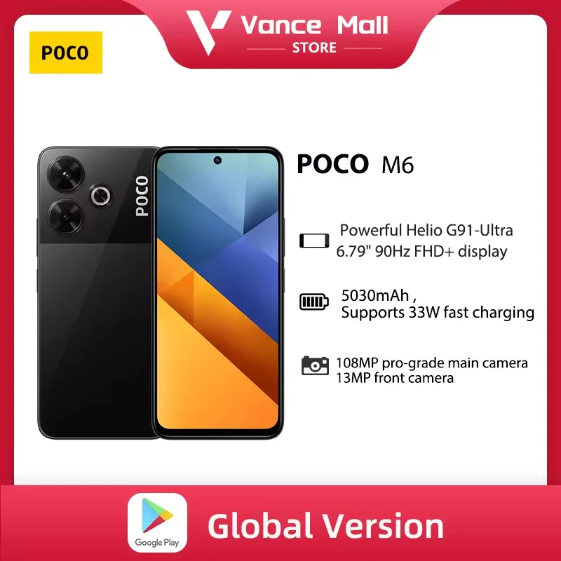 POCO M6 smartfon IVA incluidas wersja globalna 128GB 256GB MediaTek Helio G91-Ultra 33W szybkie ładowanie 5030mAh Battary NFC