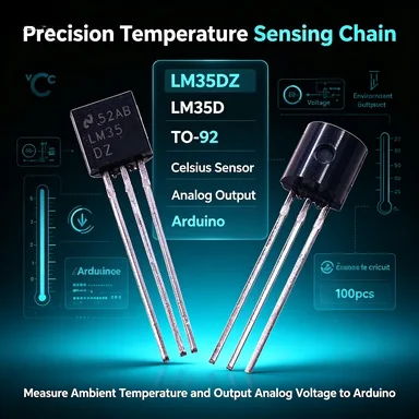 100Pcs LM35DZ/LM35D TO-92 Precision Celsius Temperature Sensor, Analog Output for Arduino