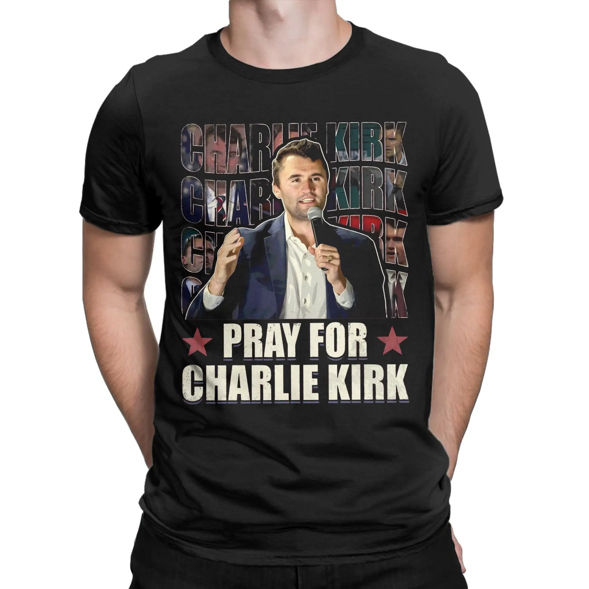 Pray for Charlie Kirk Charlie Kirk 2025 T-Shirt for Men Novelty Cotton Tees O Neck Short Sleeve T Shirt Birthday Present Clothes