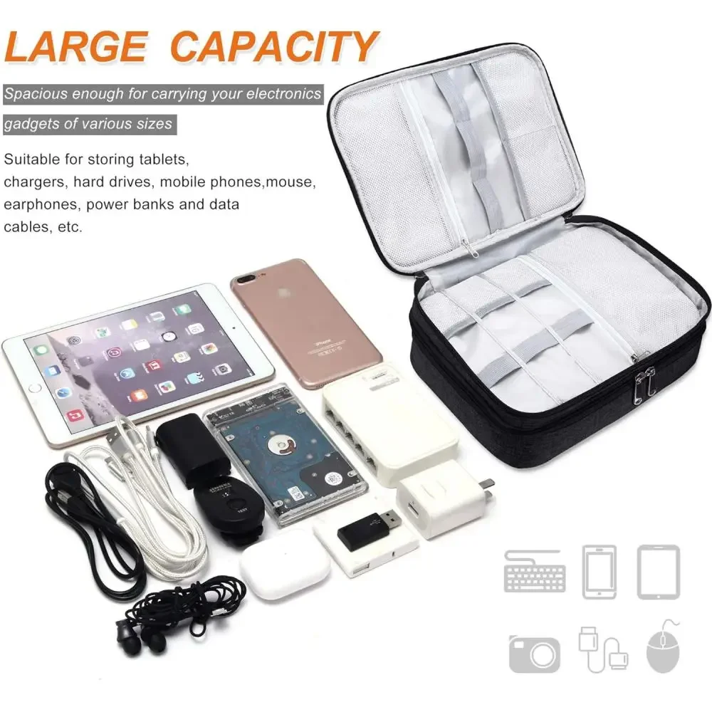 Cable Storage Bag Portable USB Data Line Charger Plug Storage Bag Portable Travel Cable Organizer Case With Multilayer Design