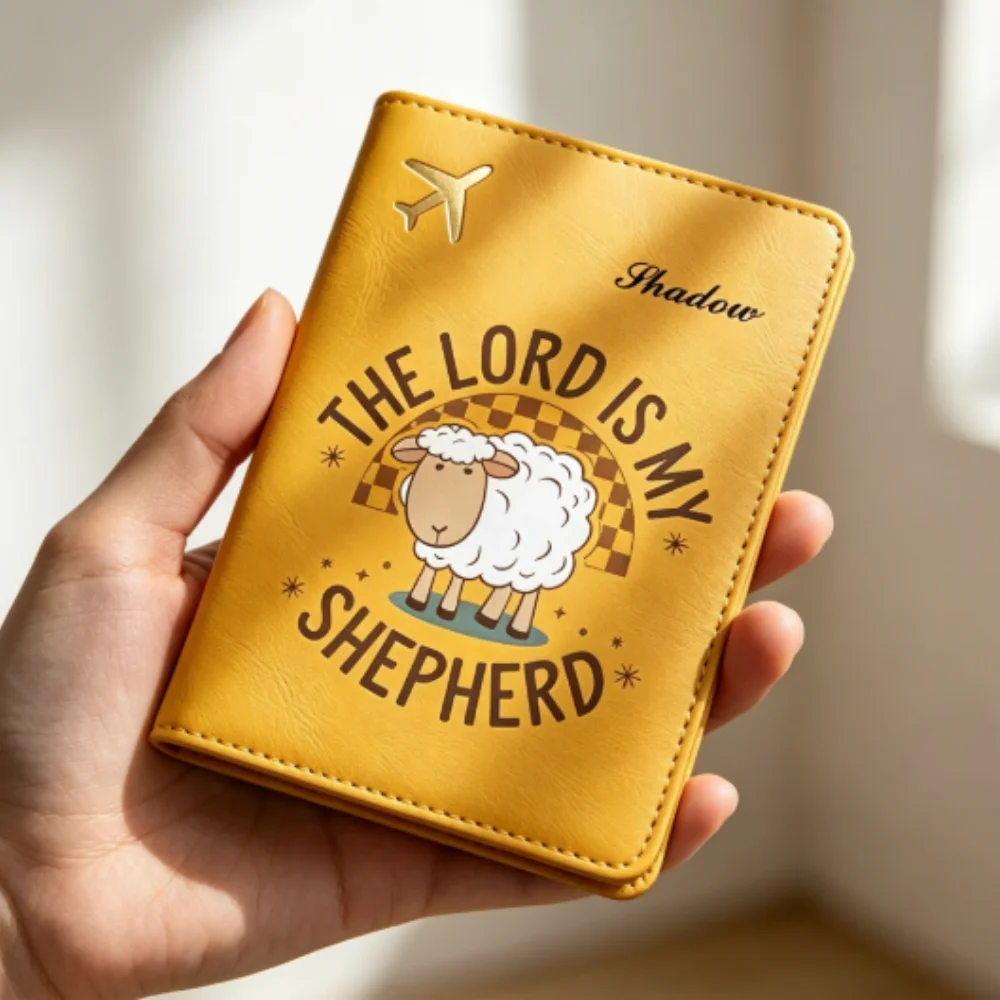 Porte-passeport personnalisé avec nom personnalisé, motif mouton de dessin animé mignon, portefeuille multicolore pour documents de voyage pour hommes et femmes