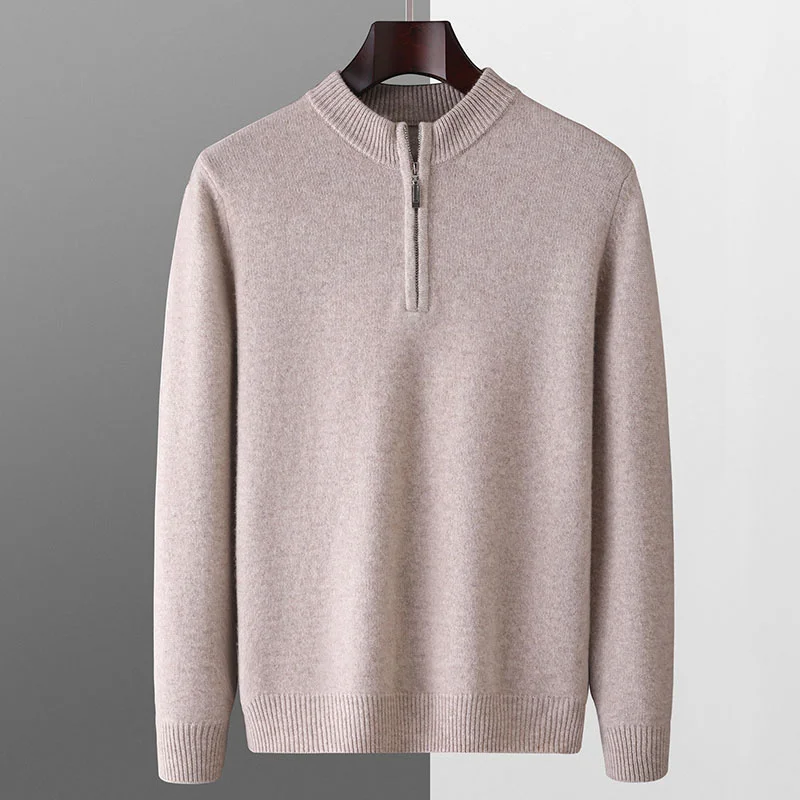 Autumn Winter New Cashmere Sweater Mens Knitted Plus Size Premium Jacket 100% Wool Half-Neck Thick Pullover Teen Top Warm