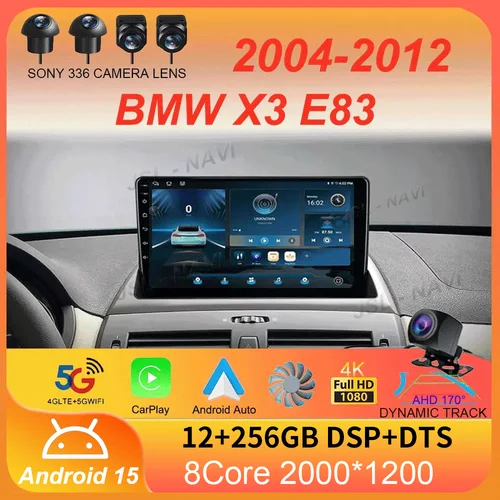 Para BMW X3 E83 2004 2005 2006 2007 2008 - 2012 Radio de coche Android 15 navegación GPS reproductor Multimedia estéreo wifi + 4G Carplay BT