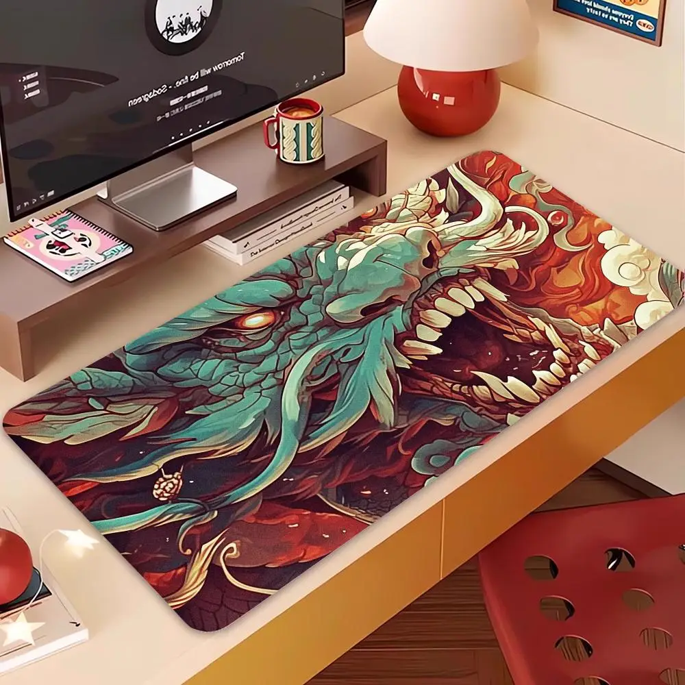 Alfombrilla de ratón de dragón, alfombrilla de ratón grande, alfombrilla de ratón para juegos, accesorios de escritorio muy adecuados para jugadores y un uso fresco en la oficina