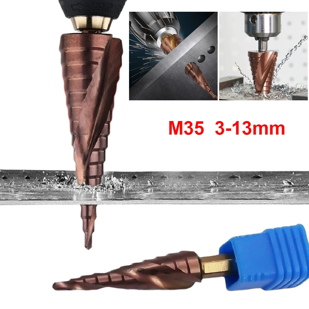 

M35 Hex Metal Drill Bit Tool HSS-Co Cobalt Step Drill Bit 1/4 Inch 3-13mm Spiral Grooved Hex Shank Hole Drill Cone Drilling Tool