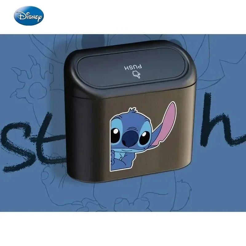 Disney Stitch car interior trash can car storage box bag hanging front row special cute car trash can  car bin