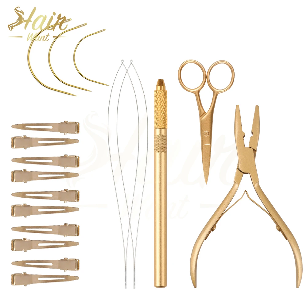 

Hair Want Micro Beads Closer Plier Hair Extension Tools Kit with Hair Threader Loop Pulling Hook Multipurpose Scissor Needles