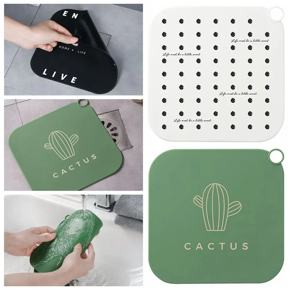 

Silicone Hair Catcher Shower Drain Covers Square Shape Large Size Square Bathtub Hair Stopper Soft Washable Flat Silicone Plug