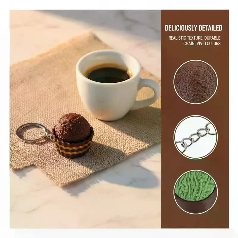 Simulated Chocolate Keyboard Keychain - 3D Fidget Toy Push Stress Relief Sensory Clicker for Kids & Adults