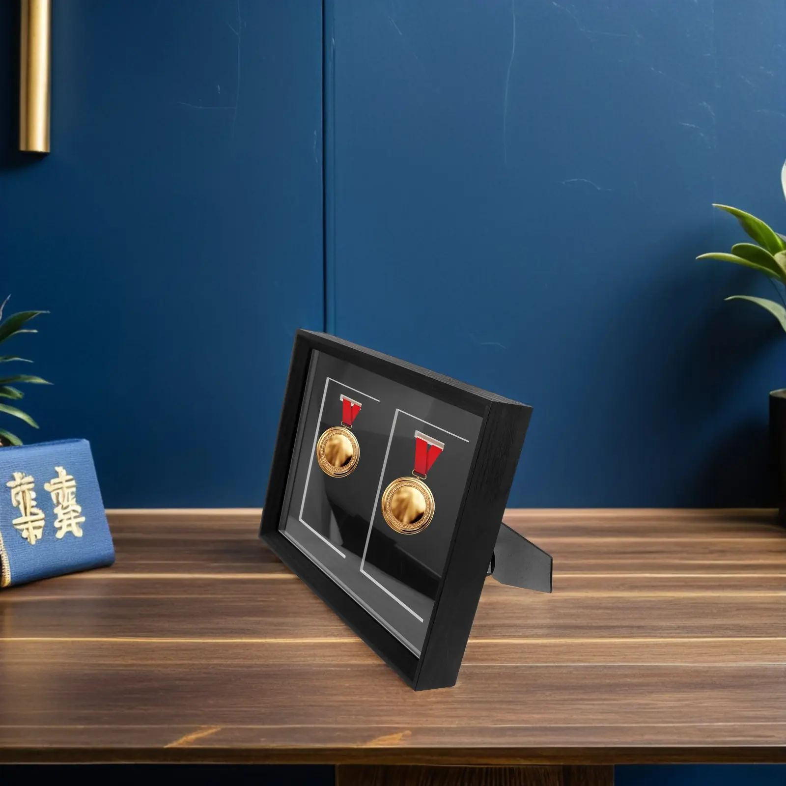 Medal Shadow Box Solid Wood Wall Mounted Display Case 12.4 X 9 Stylish Medal Frame Badge Holder for Sports Pins Memorabilia Home