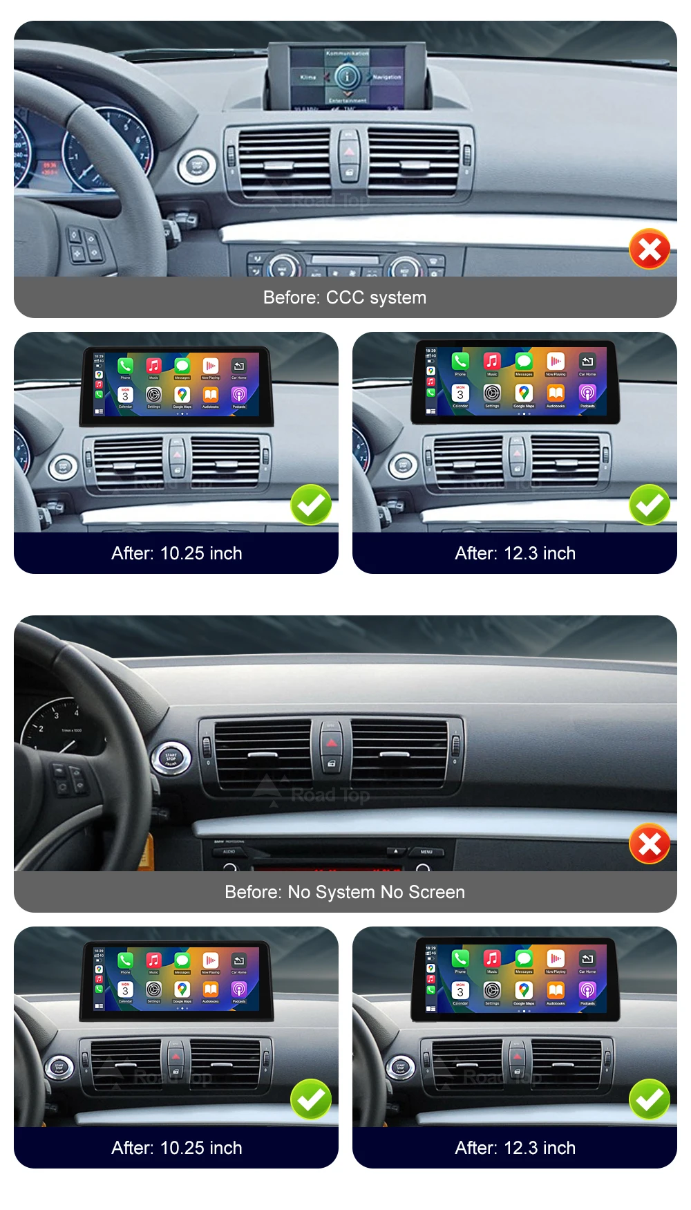 Drahtlose CarPlay Android Auto Auto Multimedia Bildschirm Für BMW 1er E81 E82 E87 E88 CCC CIC System Touch Display Auto Radio – Detail 3