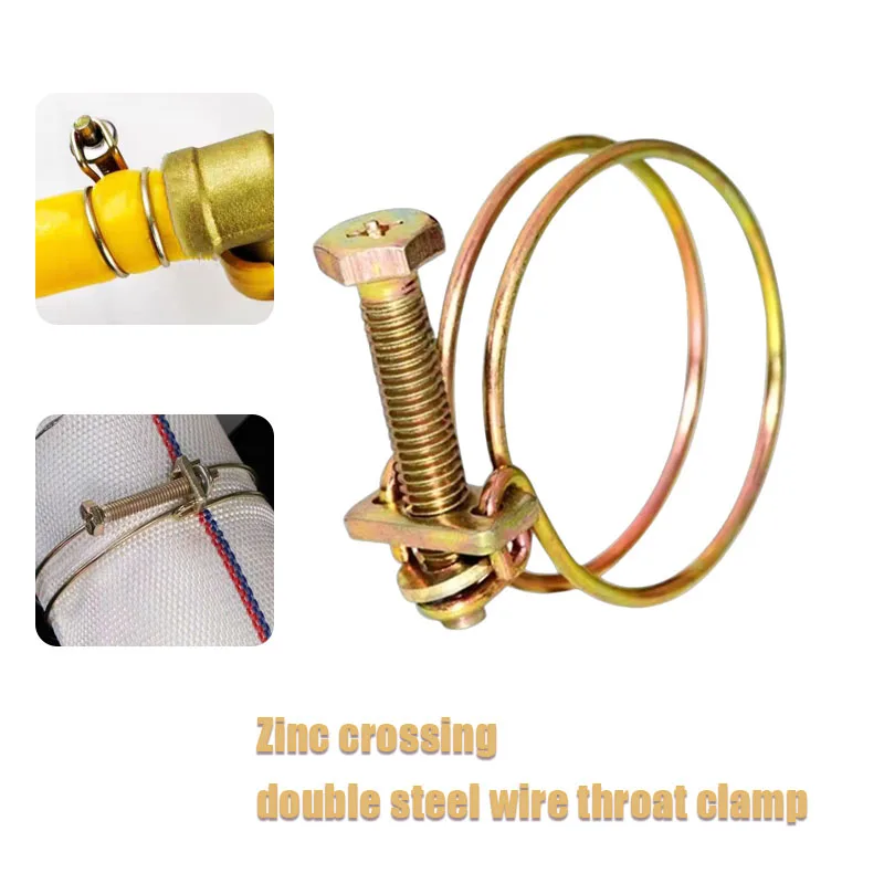 

8-150mmDouble steel wire hose clamp water hose joint special iron galvanized handle clamp joint fire water pipe hand twist clamp