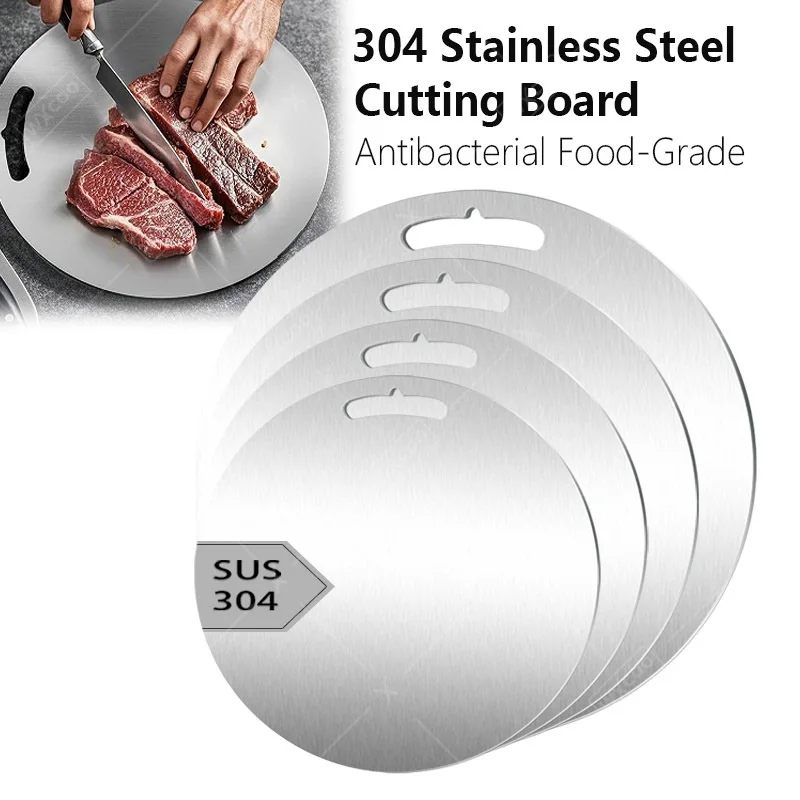 WXCOODouble-Sided Cutting Board Thickened Stainless Steel304 Food Grade Kitchen Cut Fruit Meat Cutting Boards