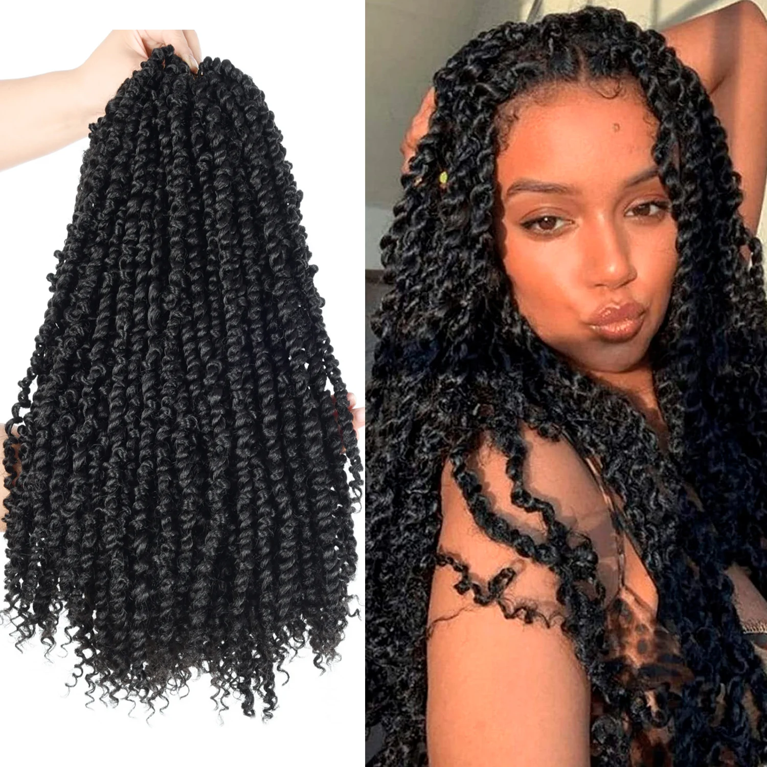 18 Inch Synthetic Passion Twists Crochet Hair 12Roots/lot Pre-looped and Pre-Twisted Crochet Braid Hair Extensions for Women