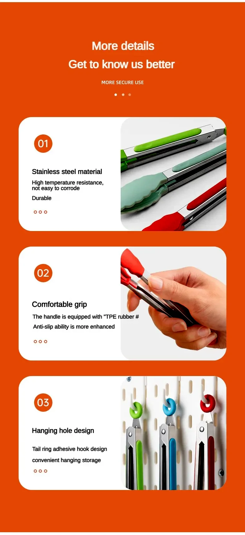 Anti Slip Kochen Servierzange Edelstahl Lebensmittel Clip Brot Salat Tong Hitzebeständige Grill Clips Küche Kochen Werkzeug – Detail 15